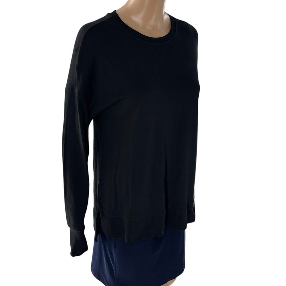 Sweaty Betty Black Cotton After Class Longline Pullover Sweatshirt - Picture 6 of 12